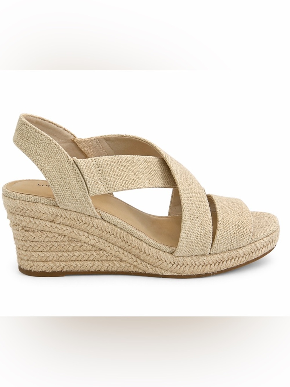 Lucky Brand Beige Crisscross Espadrille Wedge Sandals NEW